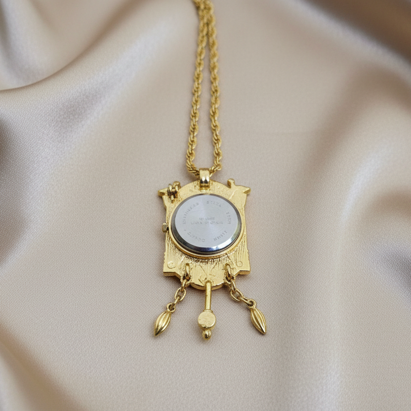 Clock necklace back view