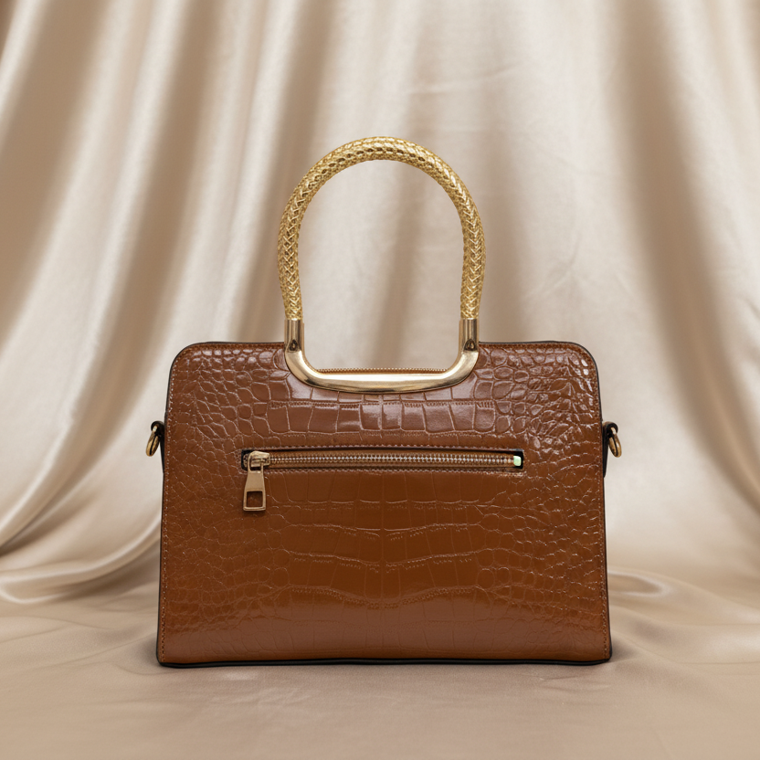 Brown handbag back view