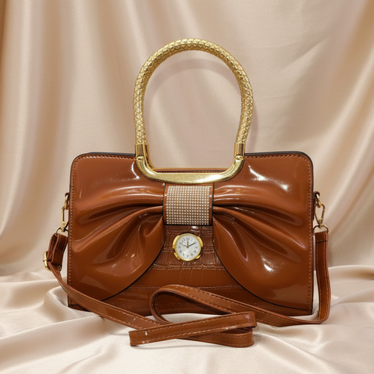Brown handbag with strap