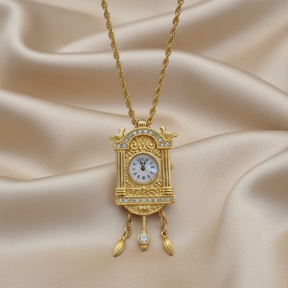 Clock necklace front view