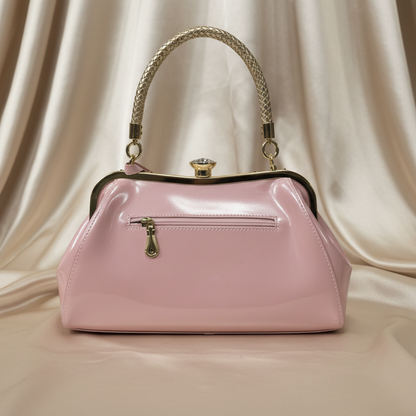 Professional pink handbag back view