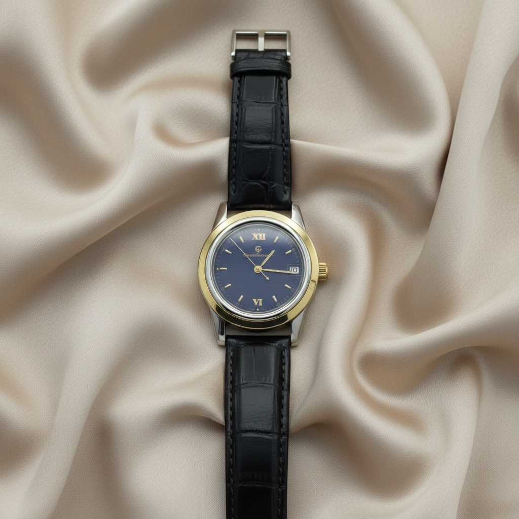 Watch on beige satin - front view
