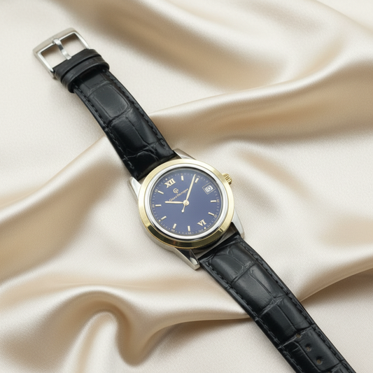 Watch on beige satin - side view